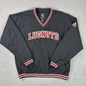 VTG Gear For Sports Lansing Lugnuts Windbreaker Pullover Men XL Black V-Neck Y2K